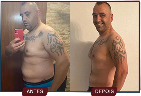 Antes e depois de paciente da consultoria de nutrição esportiva da Clínica Motivation